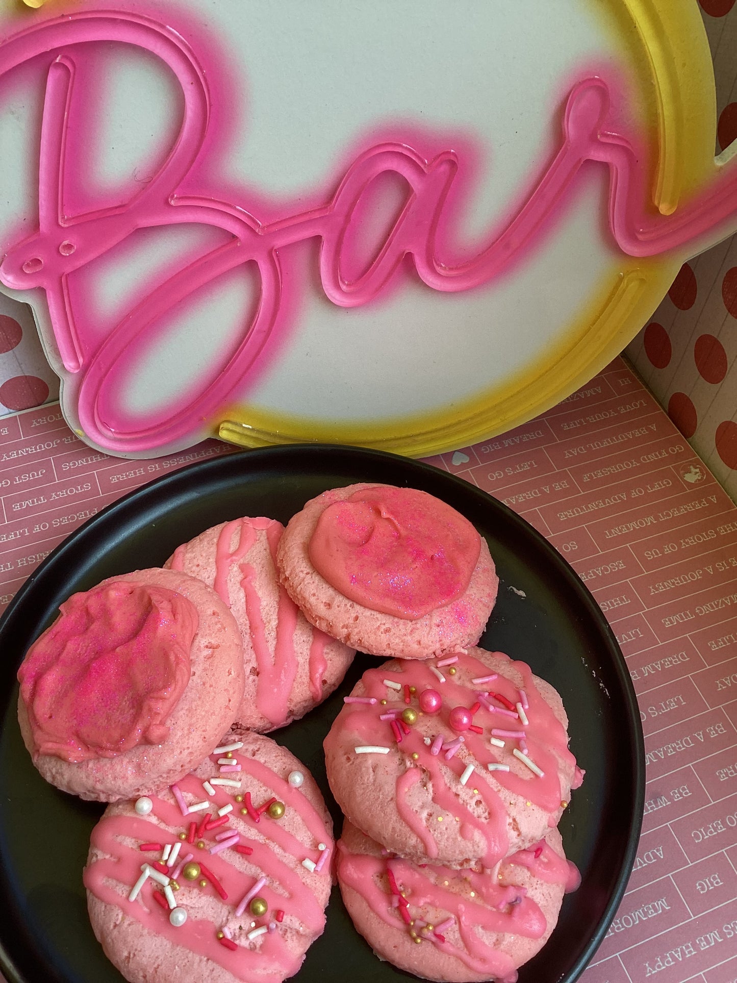 Pink rose fragrance wax melt cookie