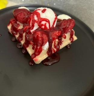 Strawberry covered wax melt waffle