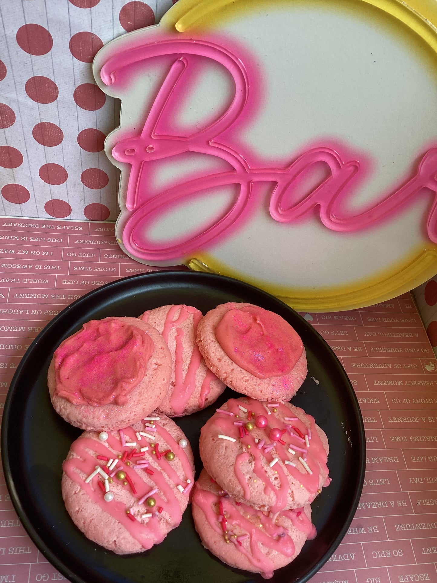 Pink rose fragrance wax melt cookie