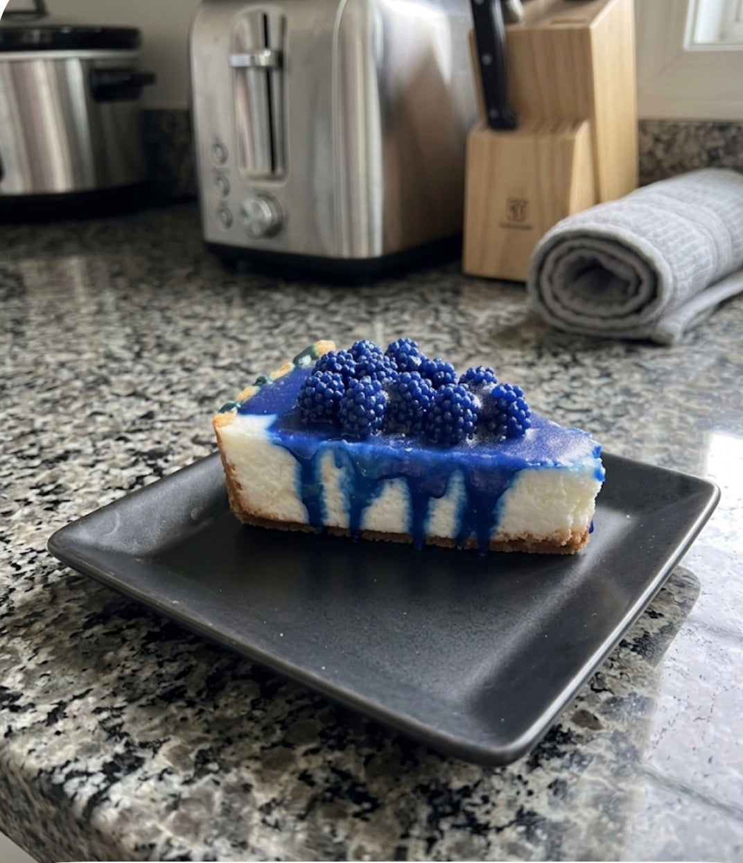 Blueberry cheesecake slice